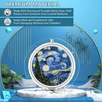 Pill Box 3 Compartment Small Pill Case Pill Organizer for Pocket or Purse (02-van Gogh Starry Night / 1 piece)