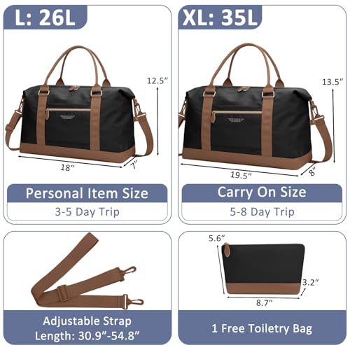 Women Travel Duffle Bags (Black / Large)