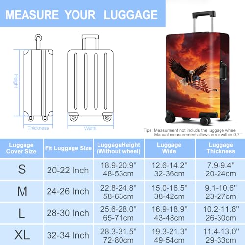Luggage Cover Washable Suitcase Protector Anti (Eagle / XL(fits 32-34Inch suitcase))