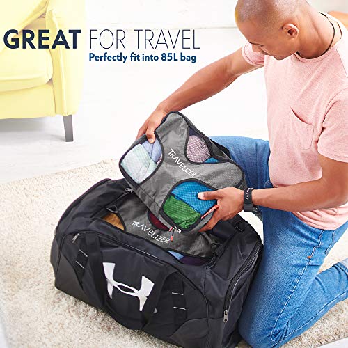 Grey Travel Packing Cubes 5 pcs Luggage Organizer Set for Bag & Suitcase (Grey)