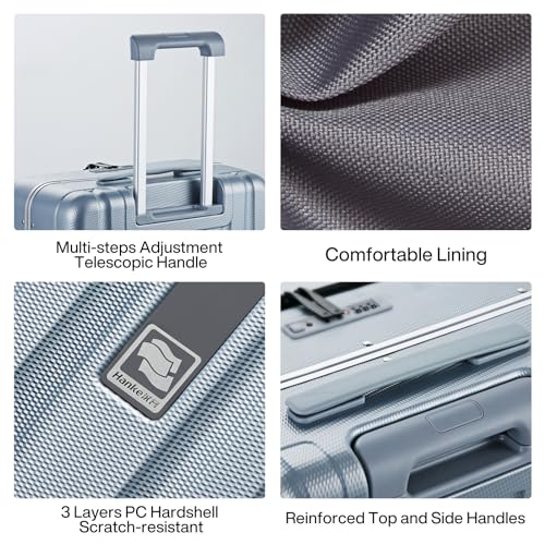 20 Inch Carry On Luggage Hard Shell Suitcases with Wheels Luggage Suitcase Travel Luggage for Women Men Rolling Luggage Bags for Business Trip Weekender (20 Inch / Grey Upgrade)