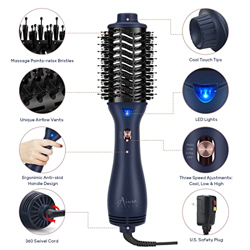 One Step Hair Dryer Brush and Styler Volumizer (Prussian Blue / 2.3" Oval Barrel)