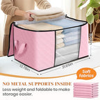 10 Pack Storage Bags for Clothes Blanket Storage Bins with Lids (10 Pack-60l / Pink)