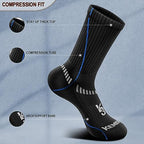 Men 6 Pack Athletic Compression Crew Socks for Running Gym Sports (7-8 / Black 4133)