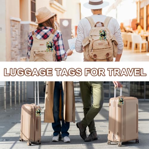 2Pcs Cat Luggage Tags for Suitcase (Funny-cat Floral)
