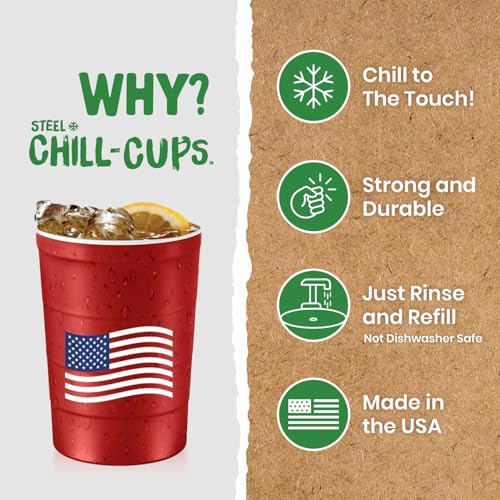 16 oz. Reusable Party Cups (Patriotic Red / 12 Count)