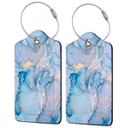 Blue Gold Marble 2 Pack Luggage Tag for Suitcase (Blue Gold Marble)