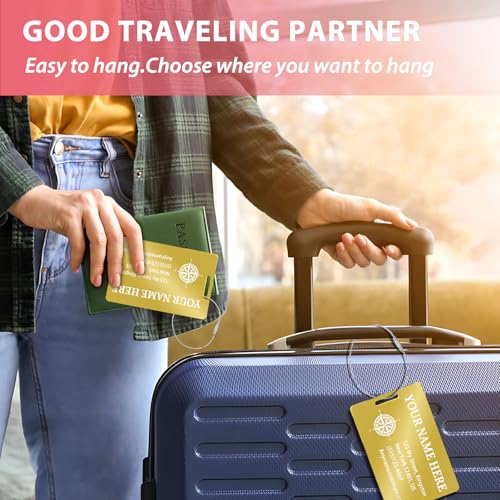 Personalized Metal Luggage Tags (Vertical Gold)
