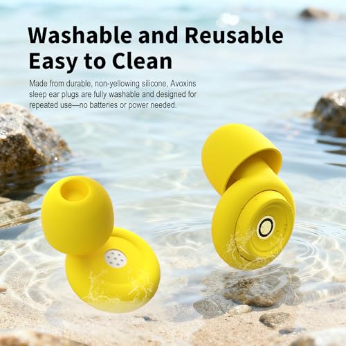 Ear Plugs for Sleeping Earplugs for Concerts Noise Cancelling Reusable Soft Silicone Noise Reduction Earbuds for Travel (Yellow)