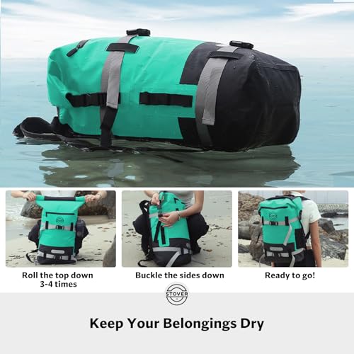 30/40/55L Waterproof Dry Backpack & Phone Case - Large Floating Dry Bag for Kayaking, Travel, Hiking, Fishing, Camping, Motorcycles & Beach, Heavy-Duty Roll Top Men/Women (Teal) (Teal / 30L)