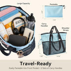 Large Beach Bag with Zipper (Khaki)
