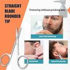 Facial Hair Small Grooming Scissors For Men Women (2PCS - Without Cover / Silver)