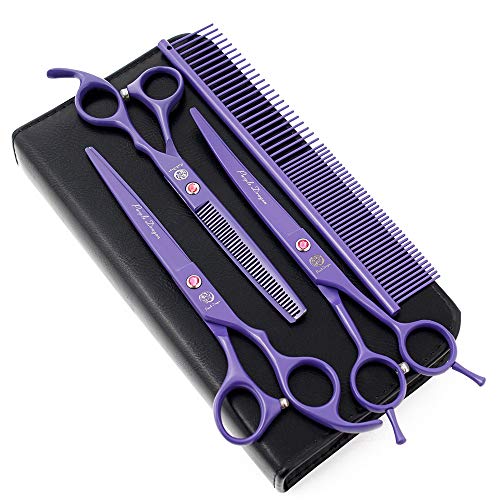 7" Dog Grooming Scissors Set with Rhinestone Accent (Violet)