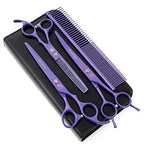 7" Dog Grooming Scissors Set with Rhinestone Accent (Violet)