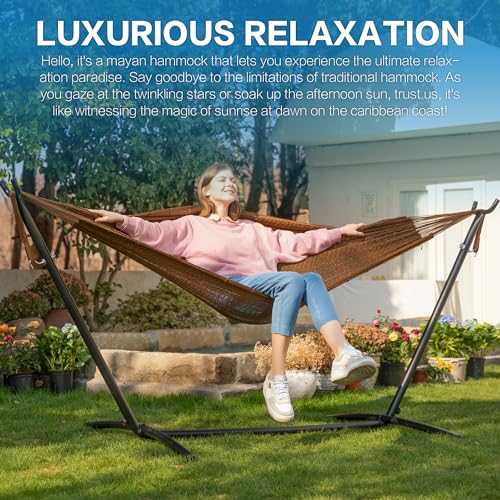 Double Hammock with Stand for Outside (Mayan Desert)