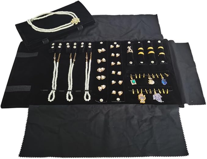 Velvet Travel Jewelry Case Roll Bag Organizer - Image 3