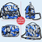 Kids Double Decker Cooler Insulated Lunch Bag Large Tote for Boys (Blue Camo)
