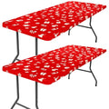 2 Pack Rectangle Spandex 6FT Elastic Fitted Christmas Tablecloth (Christmas Red / 72" x 30" (Rectangular))