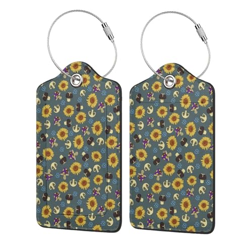 Sewant Mushrooms Leather Luggage Tag with Stainless Steel Ring (1 PCS / Sewant Mushrooms)