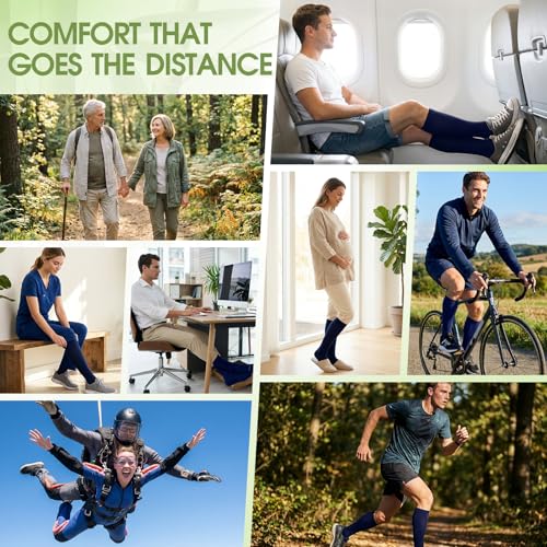 Plus Size Compression Socks for Women&Men Viscose for Bamboo Wide Calf 15 (4X-Large / 3 Pair-navy Blue)