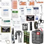 250 Pieces Survival First Aid Kit IFAK EMT Molle Pouch Survival Kit Outdoor Gear Emergency Kits Trauma Bag for Camping Boat Hunting Hiking Home Car Earthquake and Adventures (Wolf Grey)