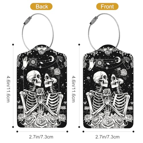 2Pack Luggage Tags for Suitcases (Skeletons and Flowers)
