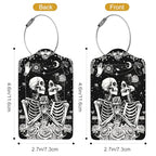 2Pack Luggage Tags for Suitcases (Skeletons and Flowers)