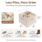 2-Pack 32-Pair Shoe Organizer Bins, Khaki and Beige Stripes (Khaki and Beige Stripes / Medium-2 Pack)