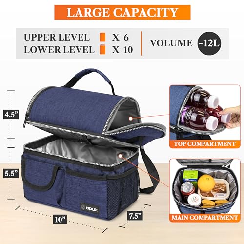 Insulated Lunch Bag Women Men (Heather Navy)
