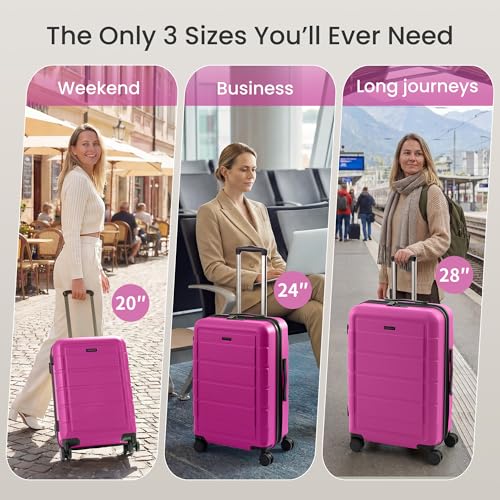 G Series Luggage set 3pcs (Megenta / 3-Piece Set (20/24/28in))
