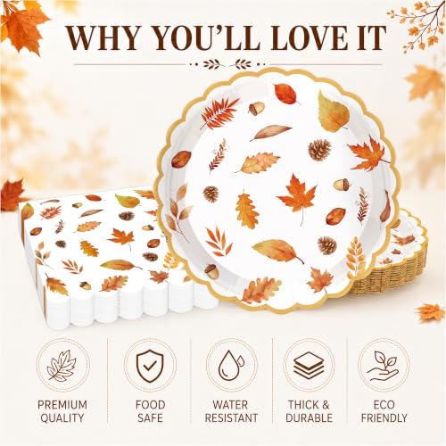 40PCS Fall Paper Plates and Napkins Set (Green)