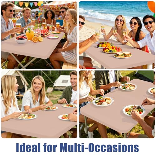 2 Pack Rectangle Spandex Fitted Table Cloth (Nude / 48" x 24" (Rectangular))