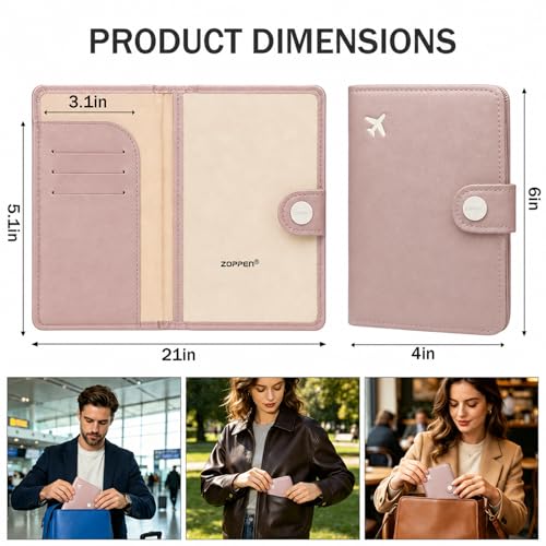 Passport Holder RFID Blocking Travel Wallet (Dusty Pink)