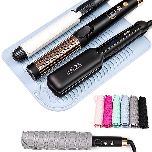 Large Heat Resistant Silicone Mat for Curling Iron (Blue)