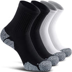 Unisex Cushioned Compression Sport Quarter Socks (Small / 4-pairs (Black2,white2))