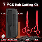 6 inch Hair Cutting Scissors Set with Bag for Barbers (6 inches / Red)