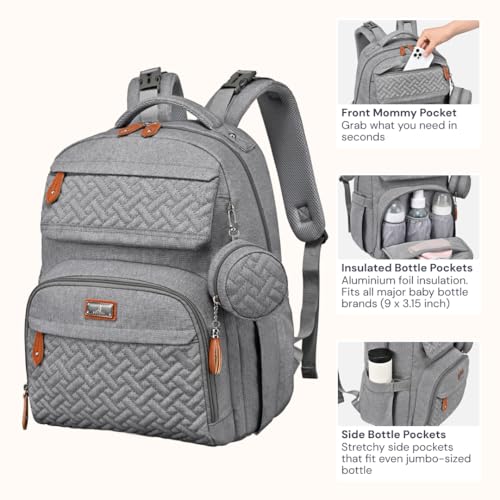 Diaper Bag Backpack (Light Gray)