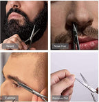 Suvorna small scissors for beard, mustache, facial, nose, eyebrow, and ear hair - Hair scissors for cutting, trimming & grooming - Made with 4.5" stainless steel for barbers, professional, & home user