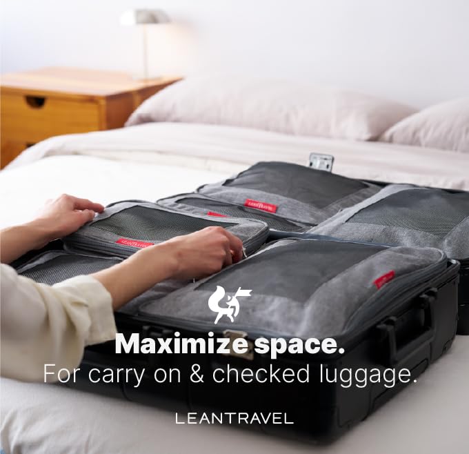Premium Compression Packing Cubes for Travel (Grey / Large)