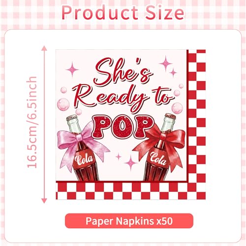 50 Pcs She's Ready to Pop Baby Shower Napkins Decorations (She’s Ready to Pop)