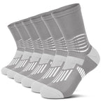 Crew Compression Socks Athletic Running Socks for Men Women Plantar Fasciitis Relief 3 Pairs (Medium / Grey(stripe 3 Pairs))