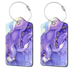 2 Pcs Luggage Tags for Suitcase (Purple Marble)