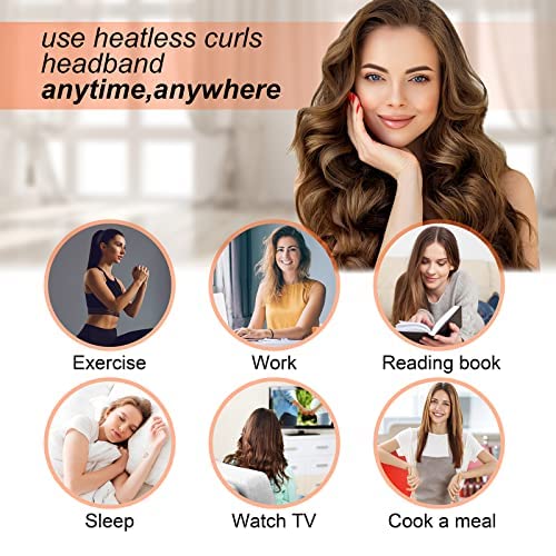 CORATED Heatless Curling Rod Headband, No Heat Silk Ribbon Rollers for Overnight Curls, Curls Styling Kit with Hair Clips and Scrunchie for Long and Medium Hair