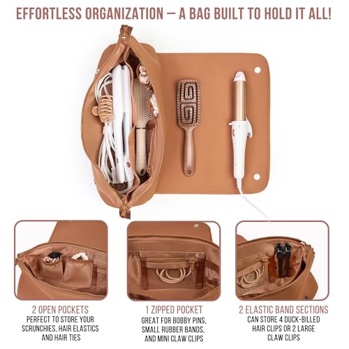Hair Tools Travel Bag and Heat Resistant Mat 17" (Brown)