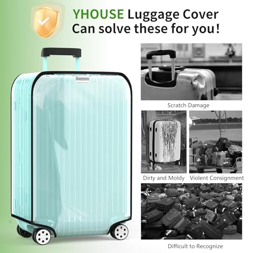 26 Inch Clear PVC Waterproof Luggage Cover with Large Velcro (26 inch)