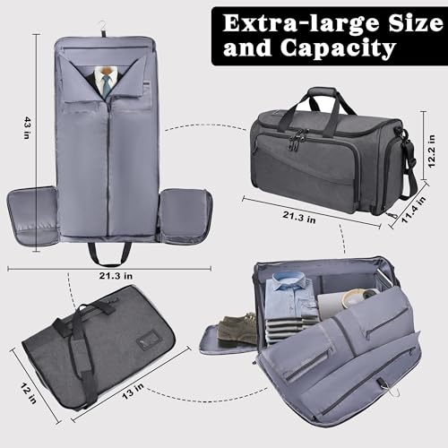 2 in 1 Garment Duffle Bags for Travel Mens Carry (Laptop Compartment)