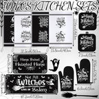 10 Pcs Halloween Kitchen Decor Accessories Set Witch Style (Black / Halloween Witch)