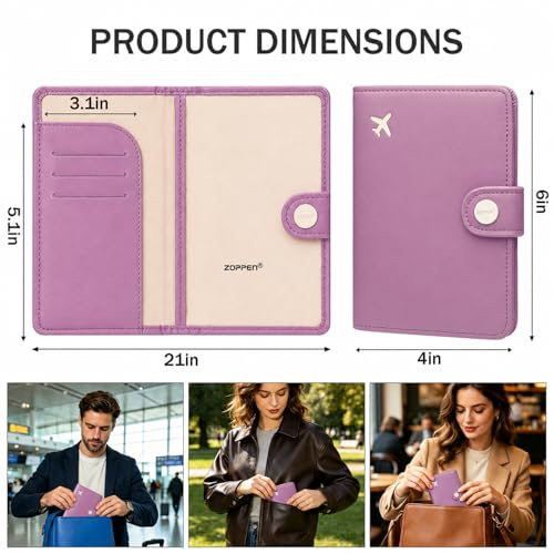 Passport Holder RFID Blocking Travel Wallet (Elegant Purple)