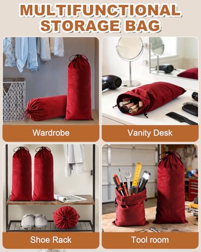 6 Pcs Single Shoe Bags for Travel (Rio Red / 17.3"x8.6")
