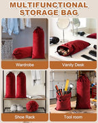 6 Pcs Single Shoe Bags for Travel (Rio Red / 17.3"x8.6")